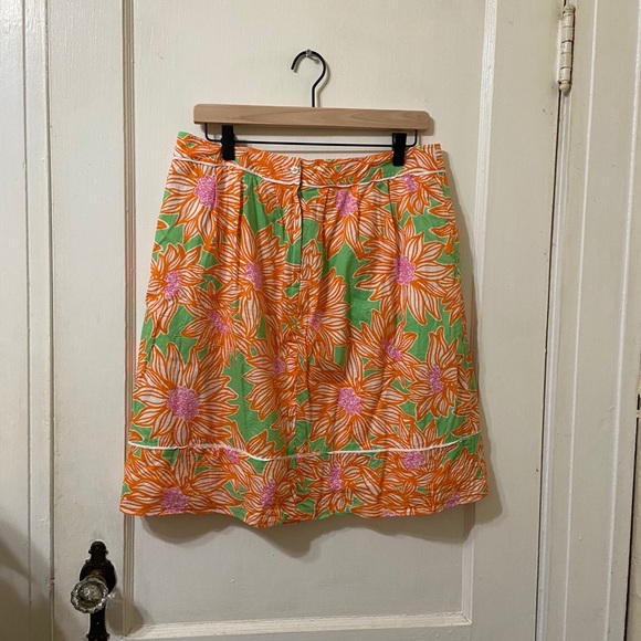 Lilly Pulitzer A-Line Green and Orange Pleated Resort Skirt - Picture 6 of 6